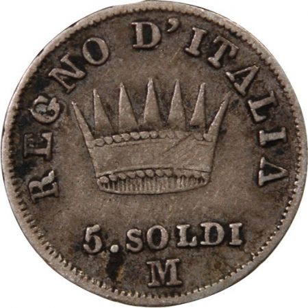 Italie ITALIE  NAPOLEON 1er - 5 SOLDI 1810 M MILAN