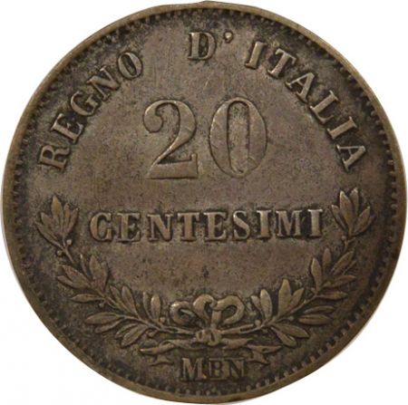 Italie Italie, Victor-Emmanuel - 20 Centesimi Argent - 1863 Milan