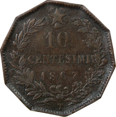 Italie ITALIE, VICTOR EMMANUEL II - 10 CENTESIMI 1867 T TURIN