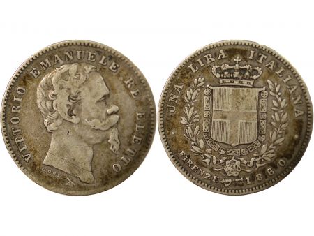 Italie ITALIE, VICTOR EMMANUEL II - LIRE ARGENT 1860 FLORENCE
