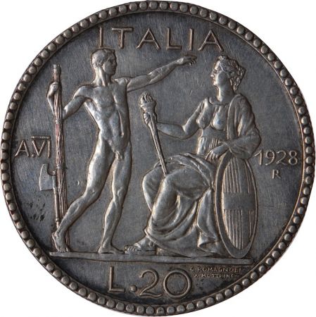 Italie ITALIE  VICTOR EMMANUEL III - 20LIRE ARGENT 1928 ROME