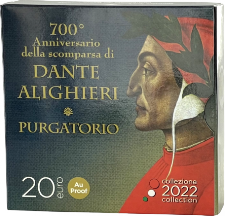 Italie Le Purgatoire - Dante Alighieri - 20 Euros ITALIE 2022 OR (blanc et jaune)