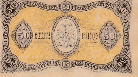 Italie NR.10 50 Centesimi, Vert et noir - Série Bb - 1870
