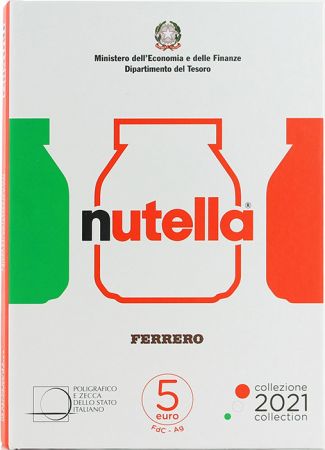 Italie Nutella - Coffret Triptyque Vert  blanc  rouge - 3 X 5 Euros Argent Couleur ITALIE 2021 - Excellence italienne