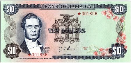 Jamaïque 10 Dollars, George William Gordon - 1978