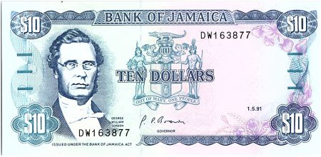 Jamaïque 10 Dollars, George William Gordon - 1991