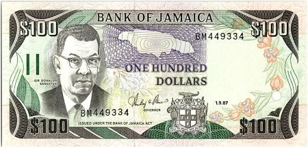 Jamaïque 100 Dollars, Sir Donald Sangster - Cascade - 1987