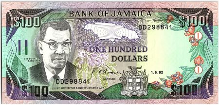 Jamaïque 100 Dollars, Sir Donald Sangster - Cascade - 1992