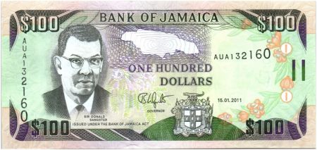 Jamaïque 100 Dollars Sir Donald Sangster - Cascade 2011