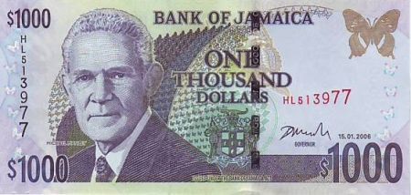 Jamaïque 1000 Dollars Michael Manley - Maison de la Jamaîque - 2006