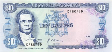 Jamaïque JAMAIQUE  GEORGE WILLIAM GORDON - 10 DOLLARS 1991 - P.NEUF