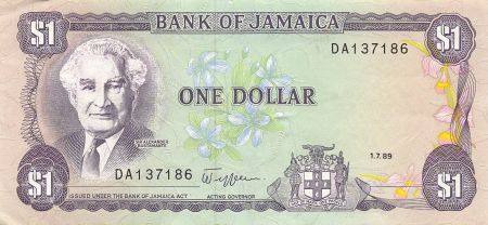 Jamaïque JAMAIQUE  SIR ALEXANDER BUSTAMANTE - 1 DOLLAR 1989 - TTB+