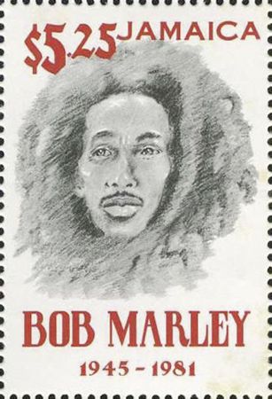 Jamaïque Lot 2 timbres 60 cents et 5 25 Dollars JAMAIQUE - Bob Marley
