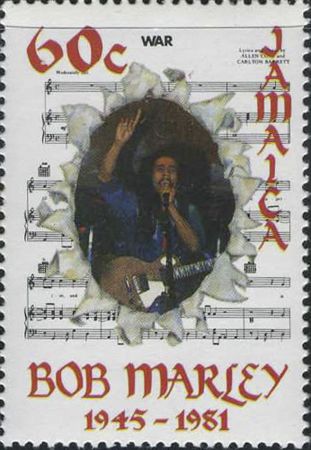 Jamaïque Lot 2 timbres 60 cents et 5 25 Dollars JAMAIQUE - Bob Marley