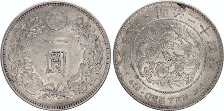 Japon 1 Yen Dragon  - 1891 Meiji 24 2em ex