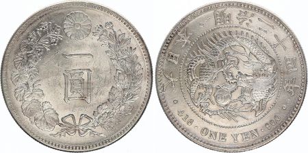 Japon 1 Yen Dragon  - 1891 Meiji 24 3em ex