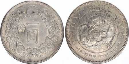 Japon 1 Yen Dragon  - 1895 Meiji 28 contremarque