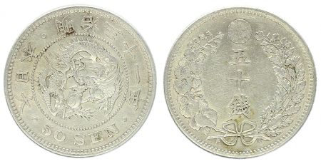 Japon 50 Sen, Fleur - Dragon - 1898 YR. 31 - 10ème ex.