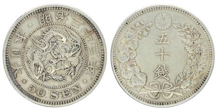 Japon 50 Sen, Fleur - Dragon - 1900 YR. 33
