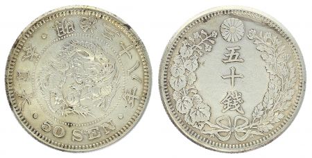 Japon 50 Sen, Fleur - Dragon - 1905 YR. 38 2ème. ex