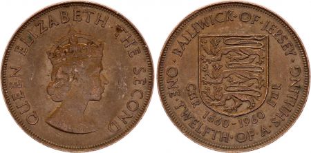 Jersey 1 Penny - Elisabeth II - 300ème anniversaire de l\'accession au trône de Charles II - 1960