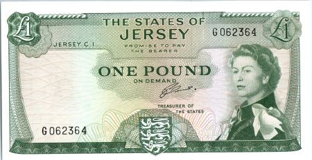 Jersey 1 Pound Elisabeth II - Chateau de Mont Orgueil - 1963  - G