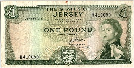 Jersey 1 Pound Elisabeth II - Chateau de Mont Orgueil - 1963 - TB+ - P.8b