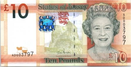 Jersey 10 Pounds Elisabeth II - Tour Seymour - 2010