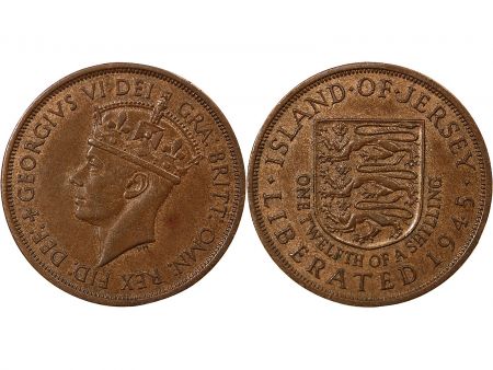 Jersey JERSEY, GEORGES VI - 1/12 SHILLING 1945