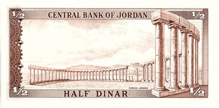 Jordanie 1/2 Dinar Roi Hussein - Forum - 1965