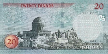 Jordanie 20 Dinars - Roi Hussein - Jérusalem - 2002 - P.37a