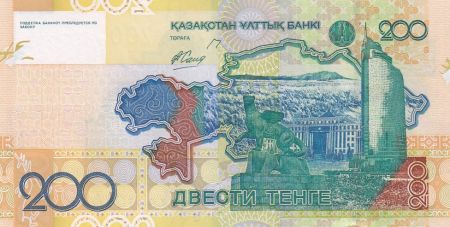 Kazakhstan 200 Tengé Main, monuments - Carte - 2015