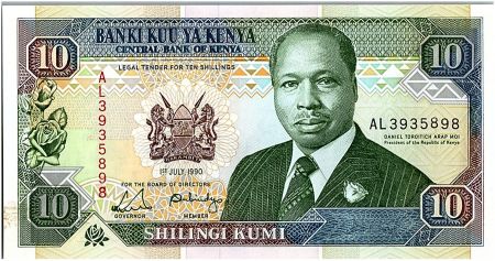 Kenya 10 Shillings  - Daniel Toroitich Arap Moi -1990