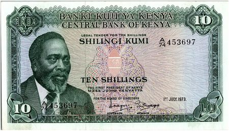 Kenya 10 Shillings - Mzee Jomo Kenyatta - 1973