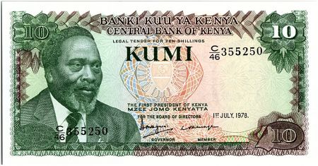 Kenya 10 Shillings - Mzee Jomo Kenyatta - Vaches -1978