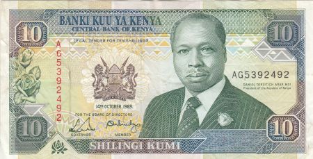 Kenya 10 Shillings 1989 - Daniel Arap Moi