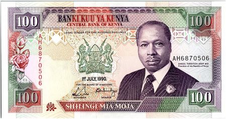 Kenya 100 Shillings  - Daniel Toroitich Arap Moi -1990