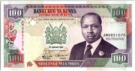 Kenya 100 Shillings  - Daniel Toroitich Arap Moi -1992