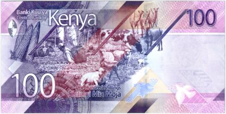 Kenya 100 Shillings M. J. Kenyatta - Animaux - 2019 - Neuf