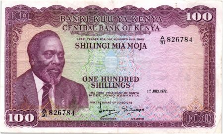 Kenya 100 Shillings Mzee Jomo Kenyatta - Champs 1972