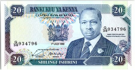 Kenya 20 Shillings  - Daniel Toroitich Arap Moi -1990