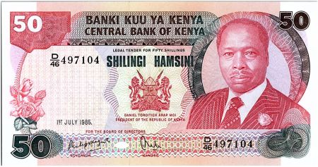 Kenya 50 Shillings  - Daniel Toroitich Arap Moi -1985