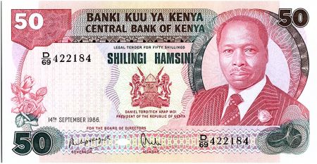 Kenya 50 Shillings  - Daniel Toroitich Arap Moi -1986