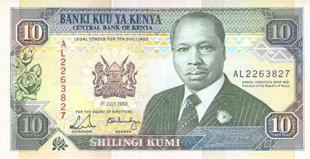 Kenya KENYA  DANIEL ARAP MOI - 10 SHILLINGS 01/07/1990 - SUP