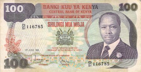 Kenya KENYA  DANIEL ARAP MOI - 100 SHILLINGS 01/06/1981 - TB+