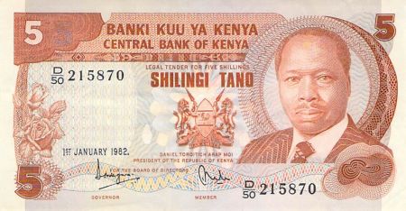 Kenya KENYA  DANIEL ARAP MOI - 5 SHILLINGS 01/01/1982 - TTB
