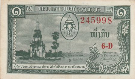 Laos 1 Kip Temple - Scène de labour - 1957