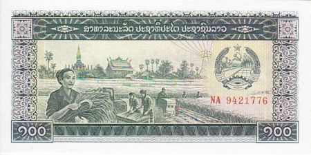 Laos 100 Kip Moisson - Soldat, Pont