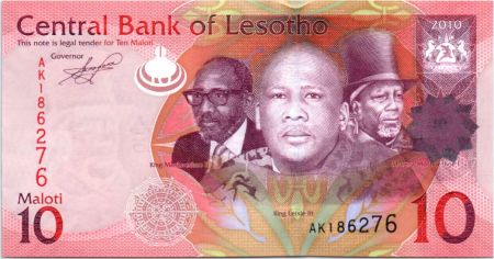 Lesotho 10 Maloti Roi Letsie III - Fleurs - 2010