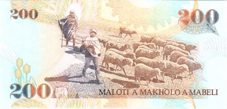Lesotho 200 Maloti Roi Moshoeshoe I - Bergers et moutons - 2001